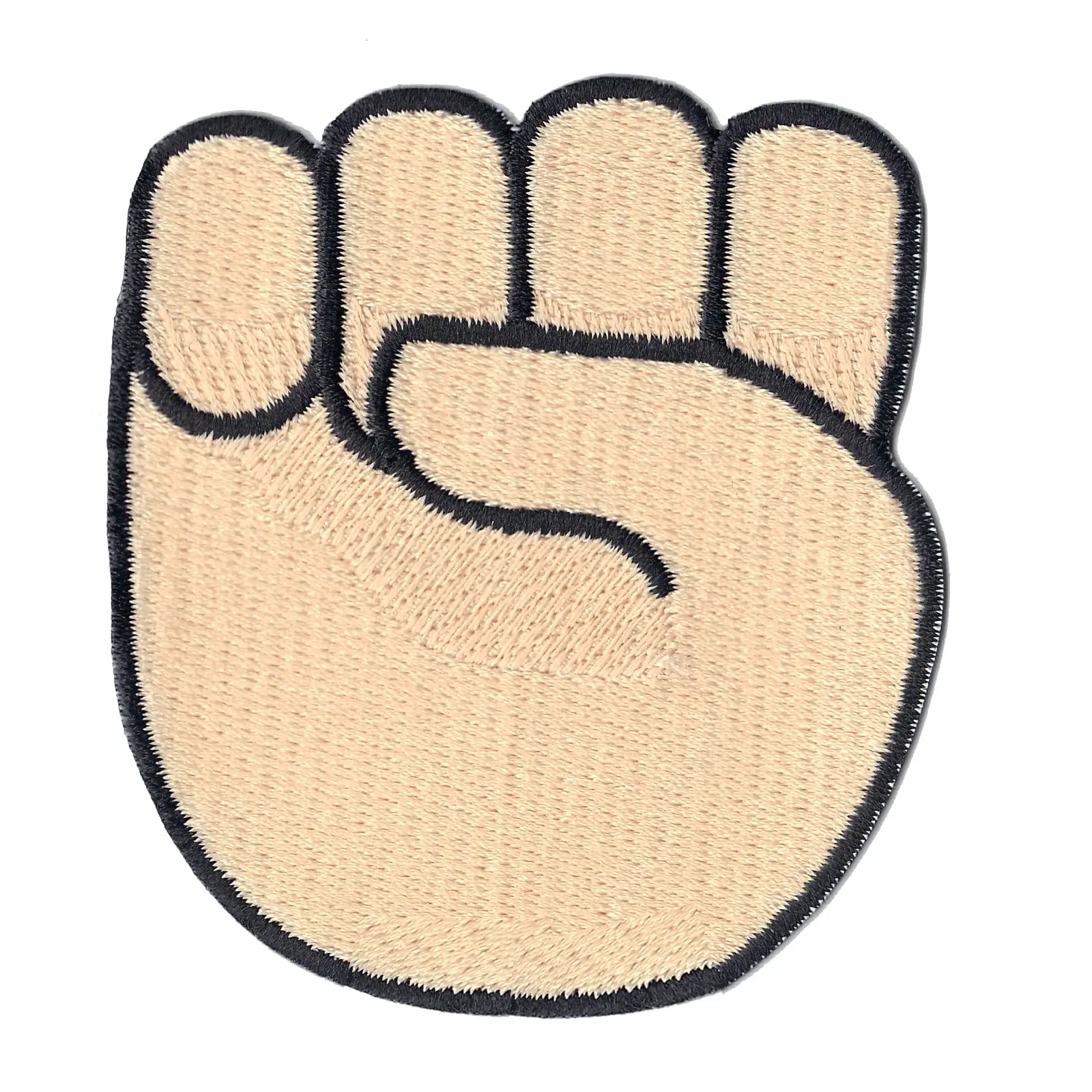 White Fist Embroidered Iron On Patch