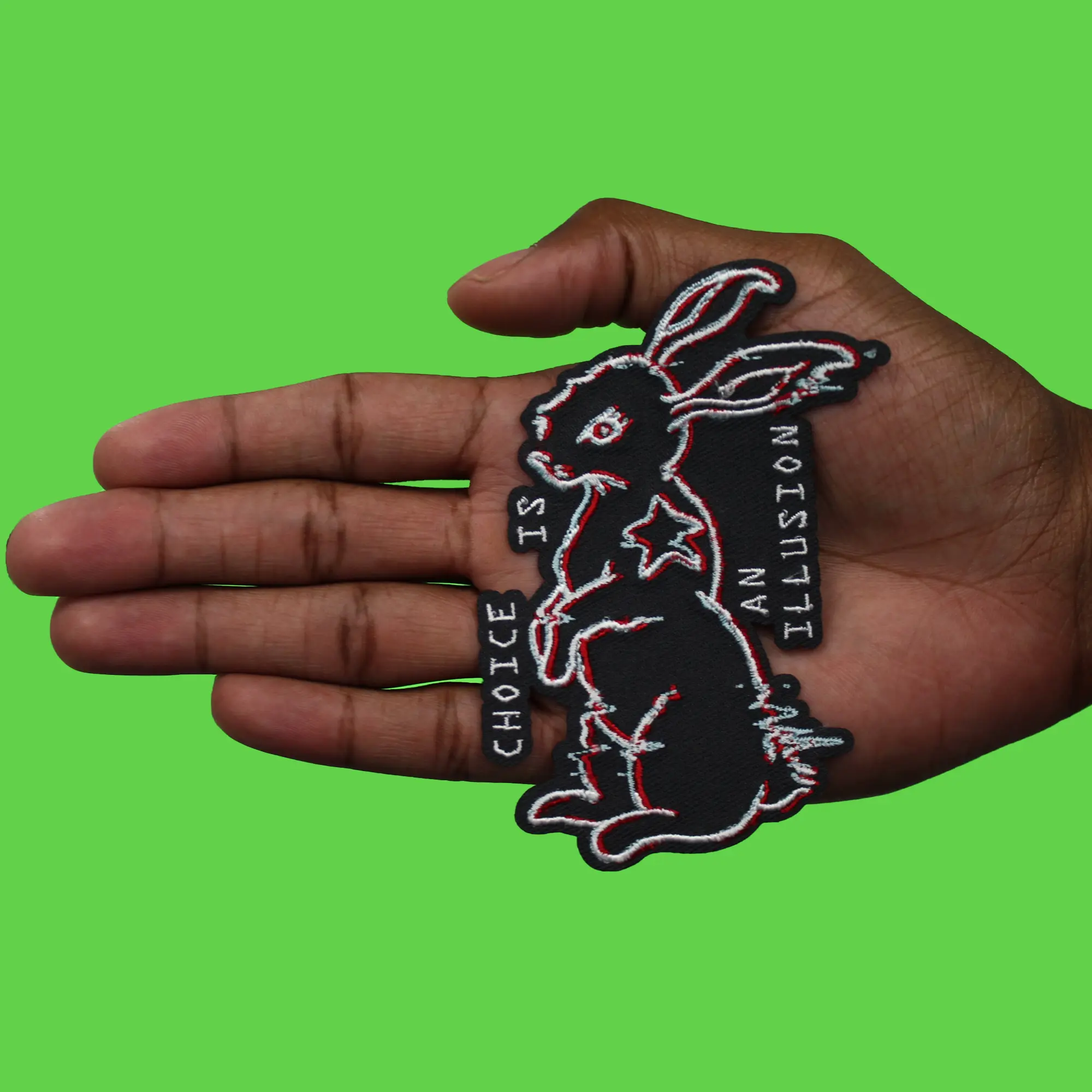 White Rabbit Patch American Cyberpunk Movie Embroidered Iron on - Image 2