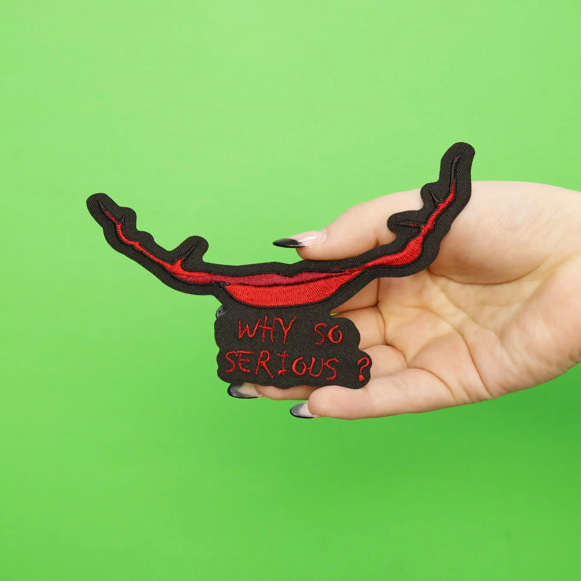 Scarred Creepy Grin Face Mask Embroidered Iron On Patch - Image 2