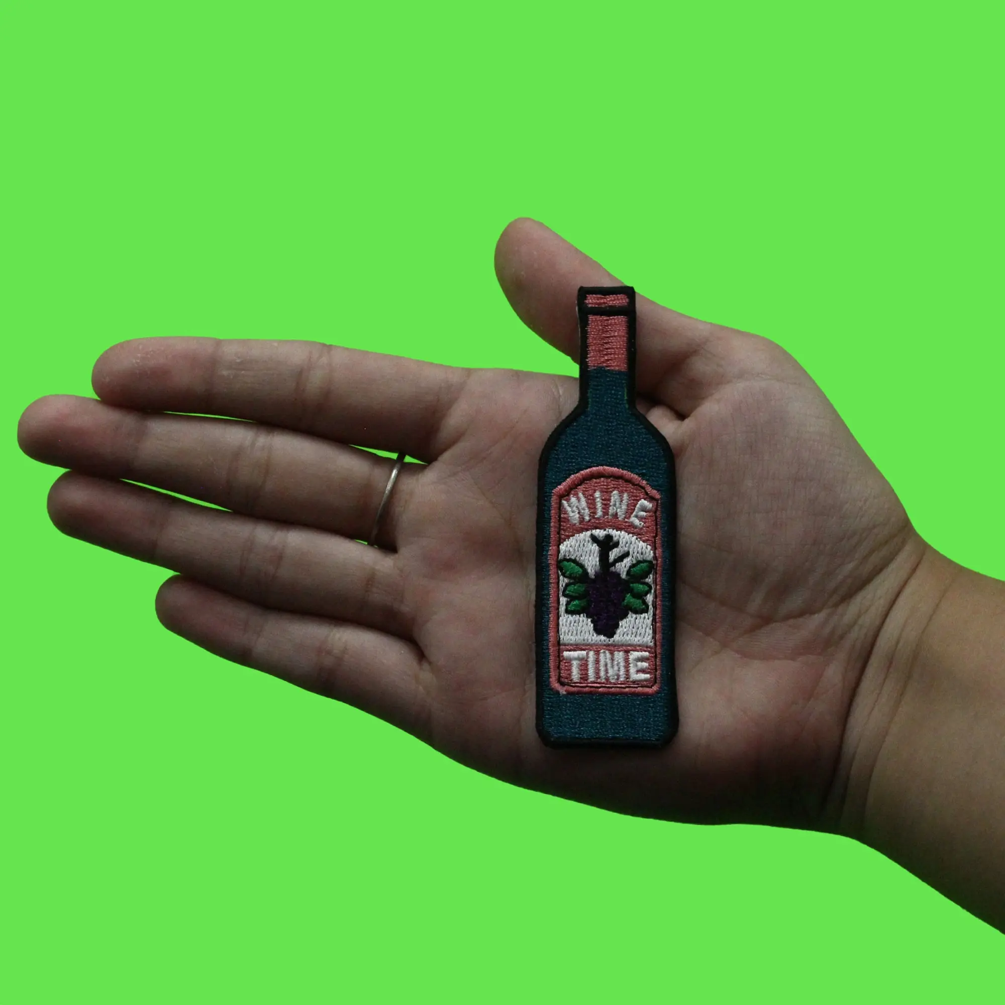 Wine Time Bottle Patch Fancy Sweet Juice Embroidered Iron On - Image 2