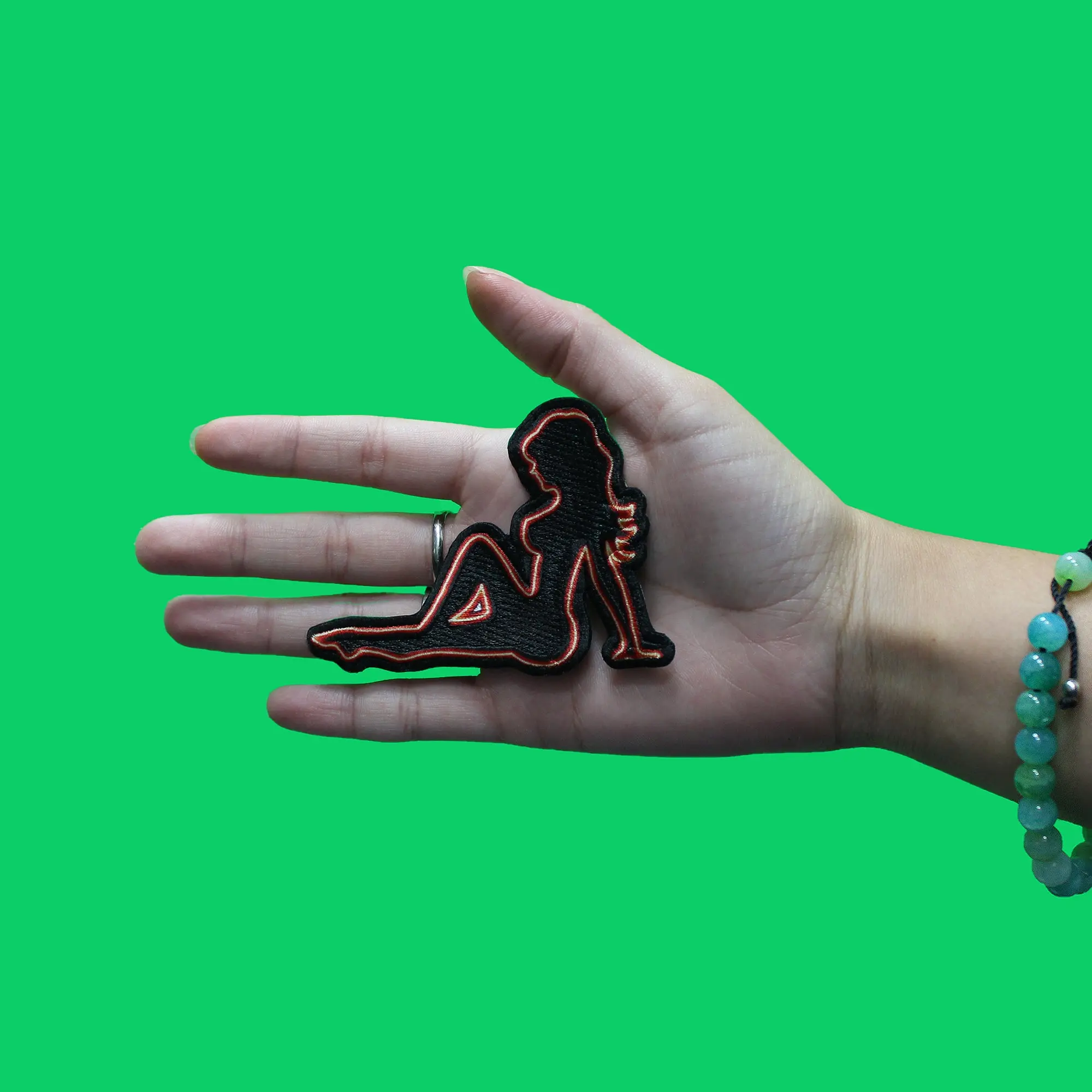 Woman Silhouette Laying Down Patch Neon Lady Embroidered Iron On - Image 2