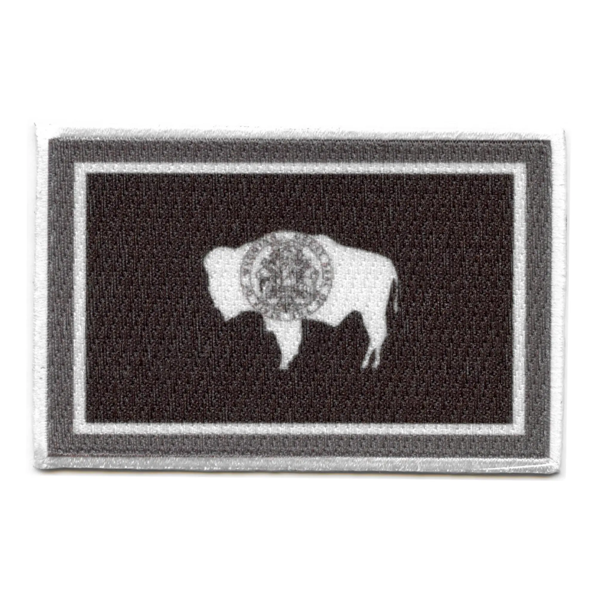Wyoming Patch State Flag Grayscale Embroidered Iron On