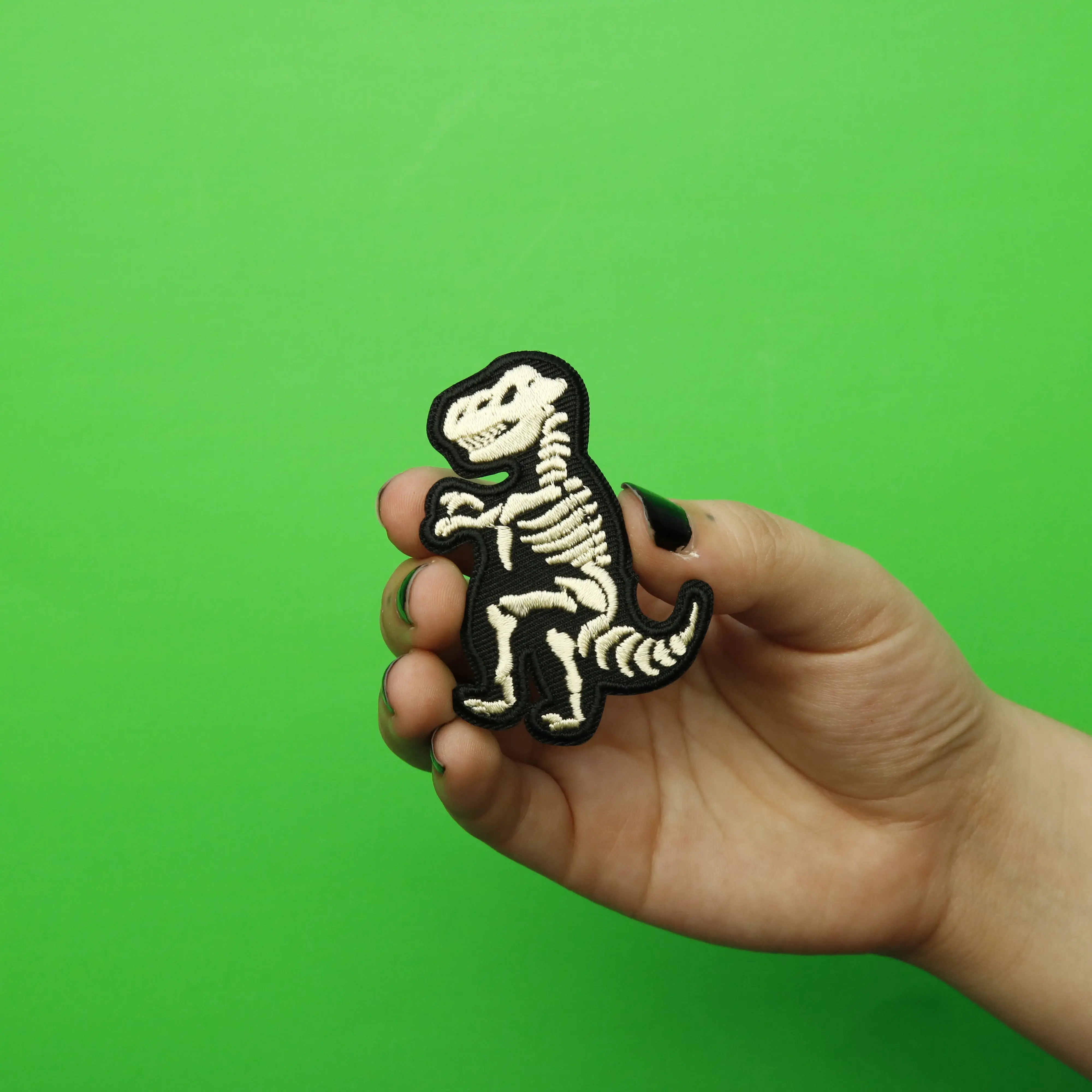 T-Rex Bones Dinosaur Fossil Embroidered Iron on Patch - Image 2