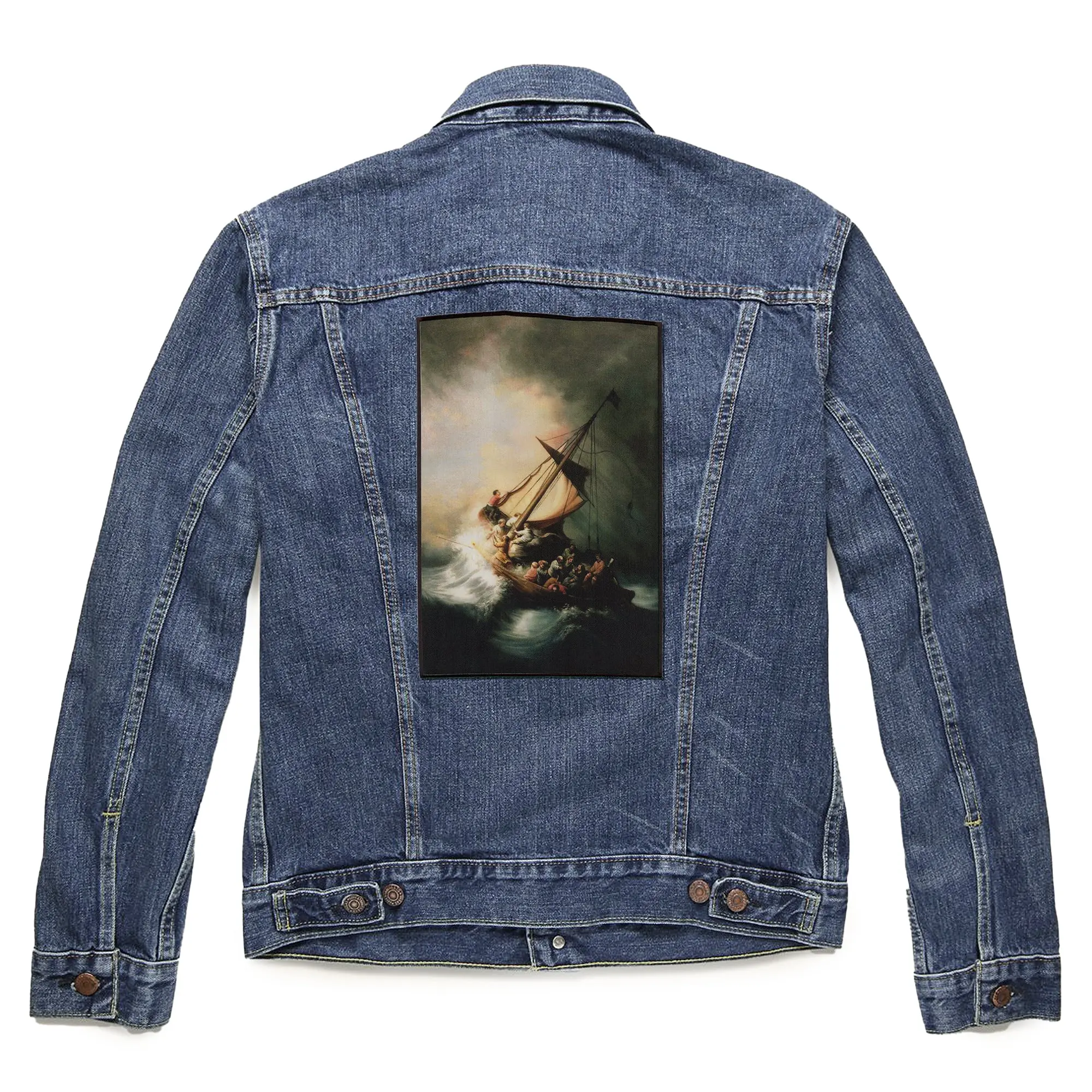 Christ In The Storm Patch Rembrandt Painting XL Embroidered Iron On - Image 2