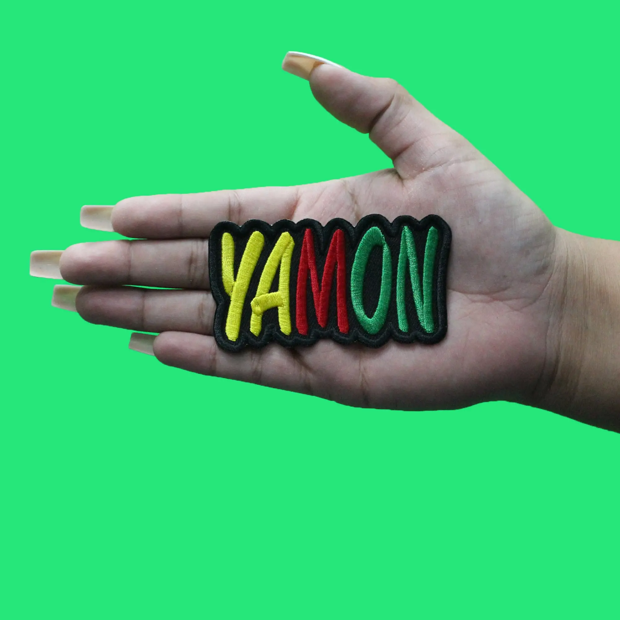 Yamon Script Jamaican Patch Slang Caribbean Embroidered Iron On - Image 2