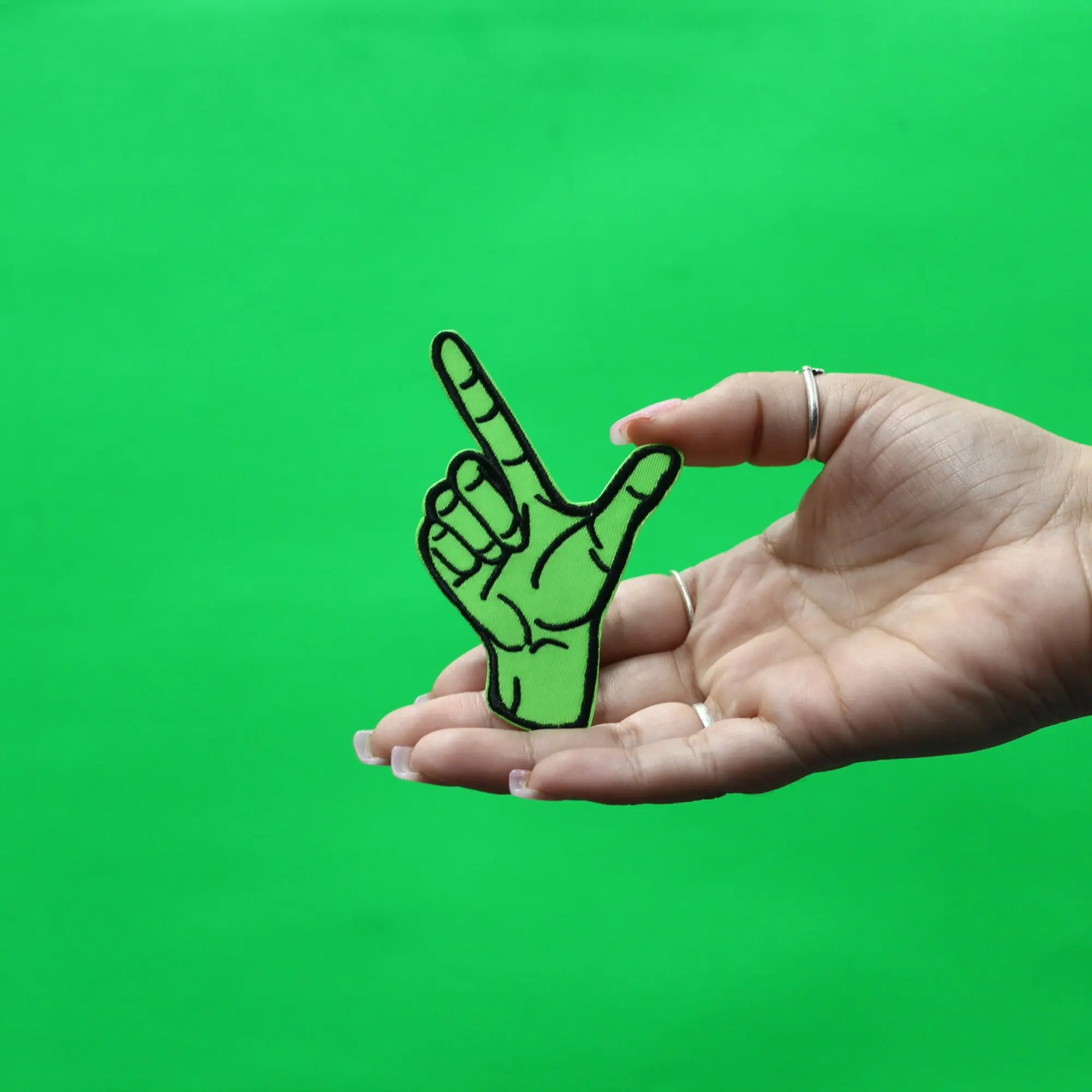 Yungblud Green L Finger Patch Pop Punk England Embroidered Iron On - Image 2